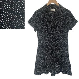 Urban Outfitters Black + White Polka Dot Bella Romper Playsuit Shortall Size 10